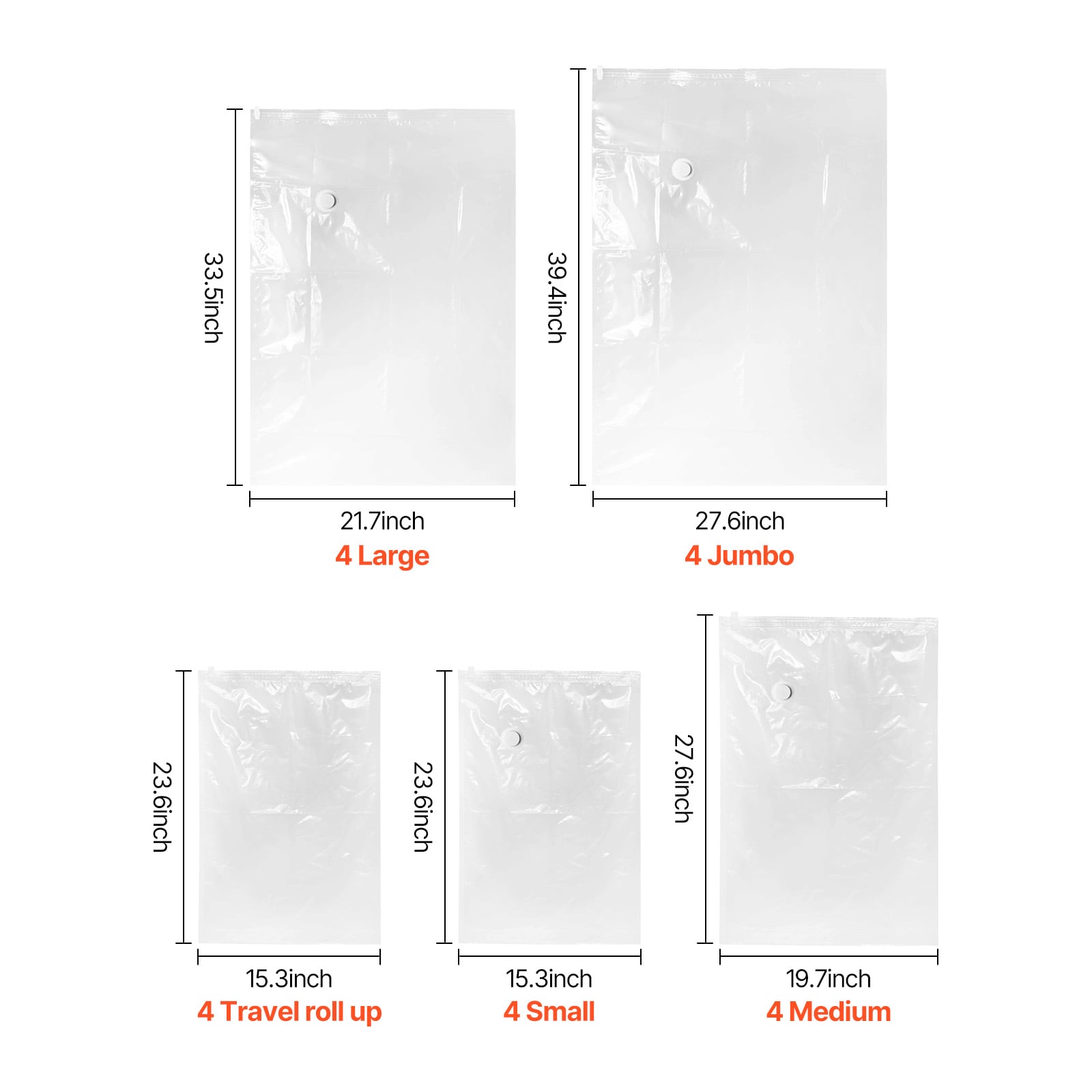 Vacuum Storage Bags, 20 Pack Space Saver Seal Bag(4 Jumbo/4 Large/4 Medium/4 Small/4 Roll), Compression Airtight Zipper Space Bags With Hand Pump, For Cloth, Bedding, Blanket, Pillow, Travel_maomaolike.com